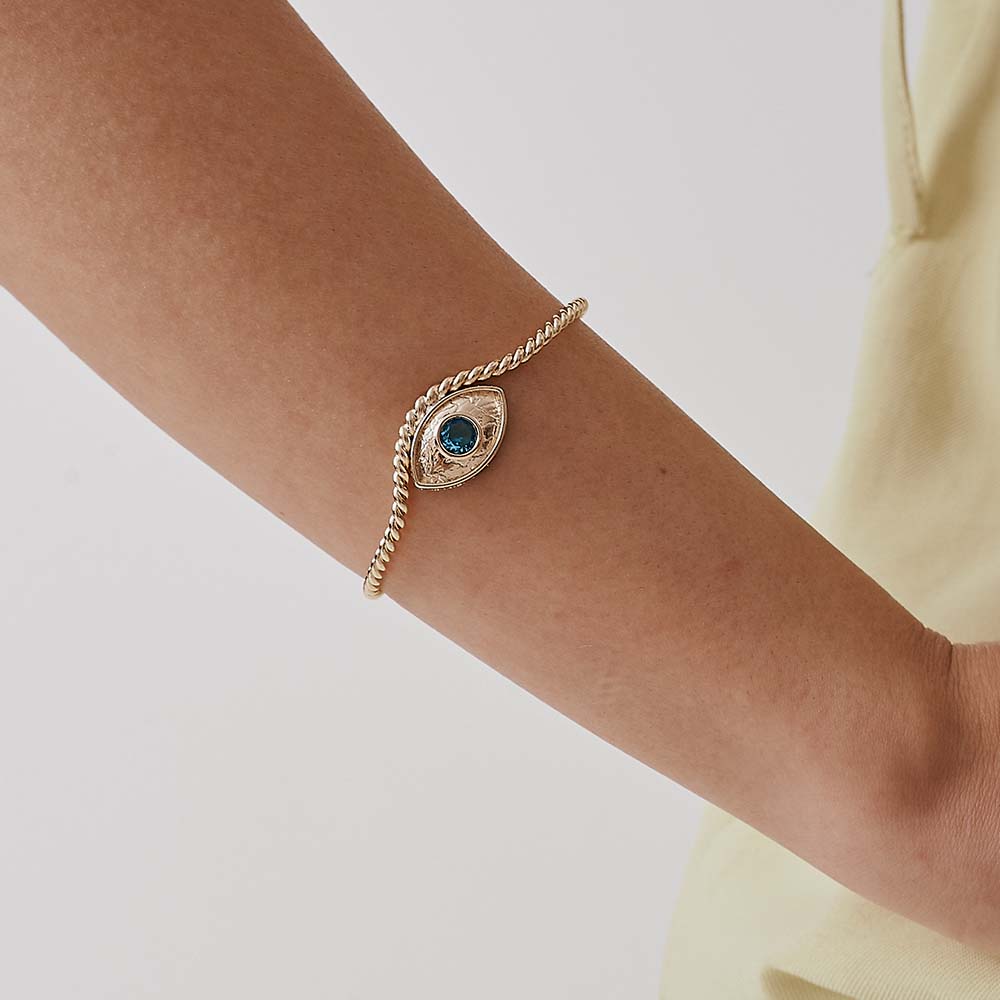 Pulseira Olho Grego Dourada - Ajustável