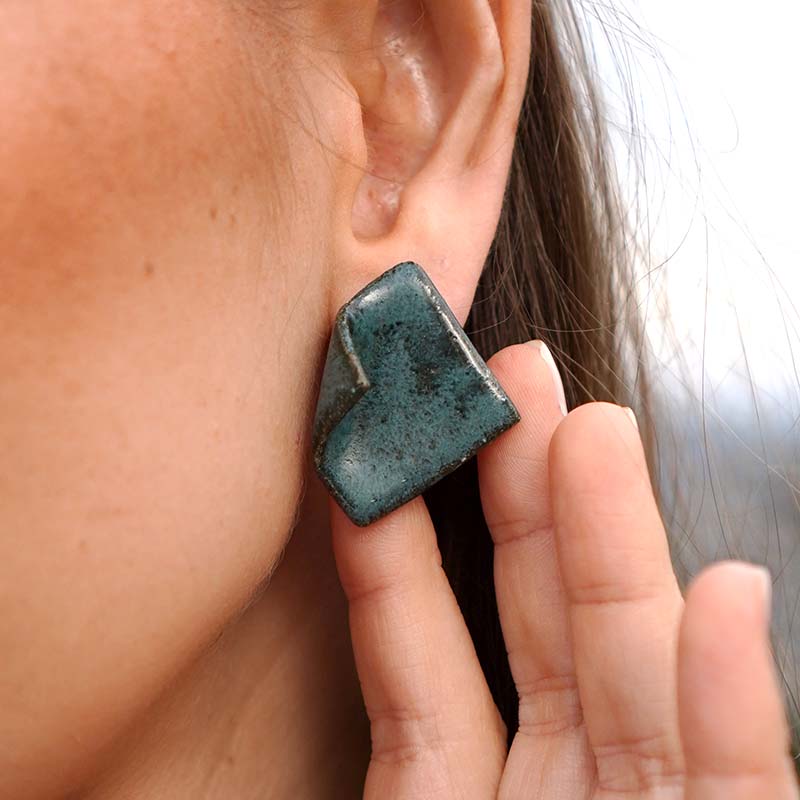 Brinco Dobra Azul - Cerâmica