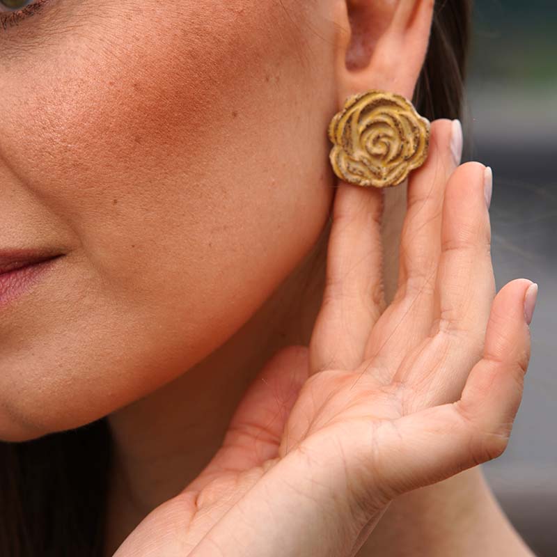 Brinco Rosa - Cerâmica